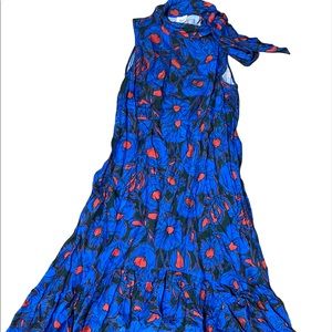 Anthropologie evangeline neck tie midi dress